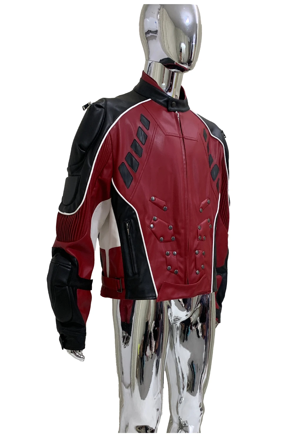 2025 Men's Autumn New High-End PU Leather Jackets Contrast Color Splicing Padded Shoulder Men's Motorcycle Leather Jacket Coats