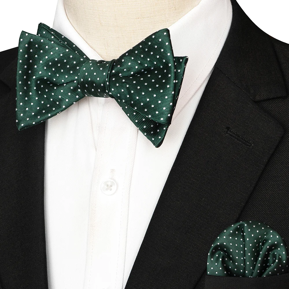 EASTEPIC Gestreifte Fliege für Herren, Einstecktuch-Set, kariertes Accessoire, Paisley-Krawatte, Blumenmuster, gepunktet, reines Schwarz, Abendparty – Detail 10