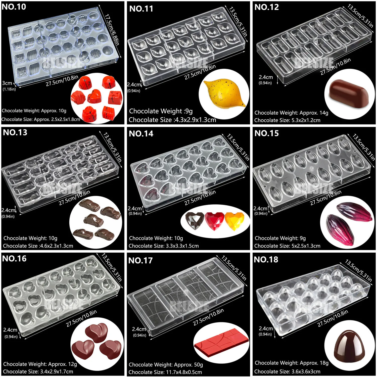 Polycarbonate Chocolate Molds For Baking Chocolate Professional  Chocolate Bonbons Candy Bar Confectionery Baking Supplies