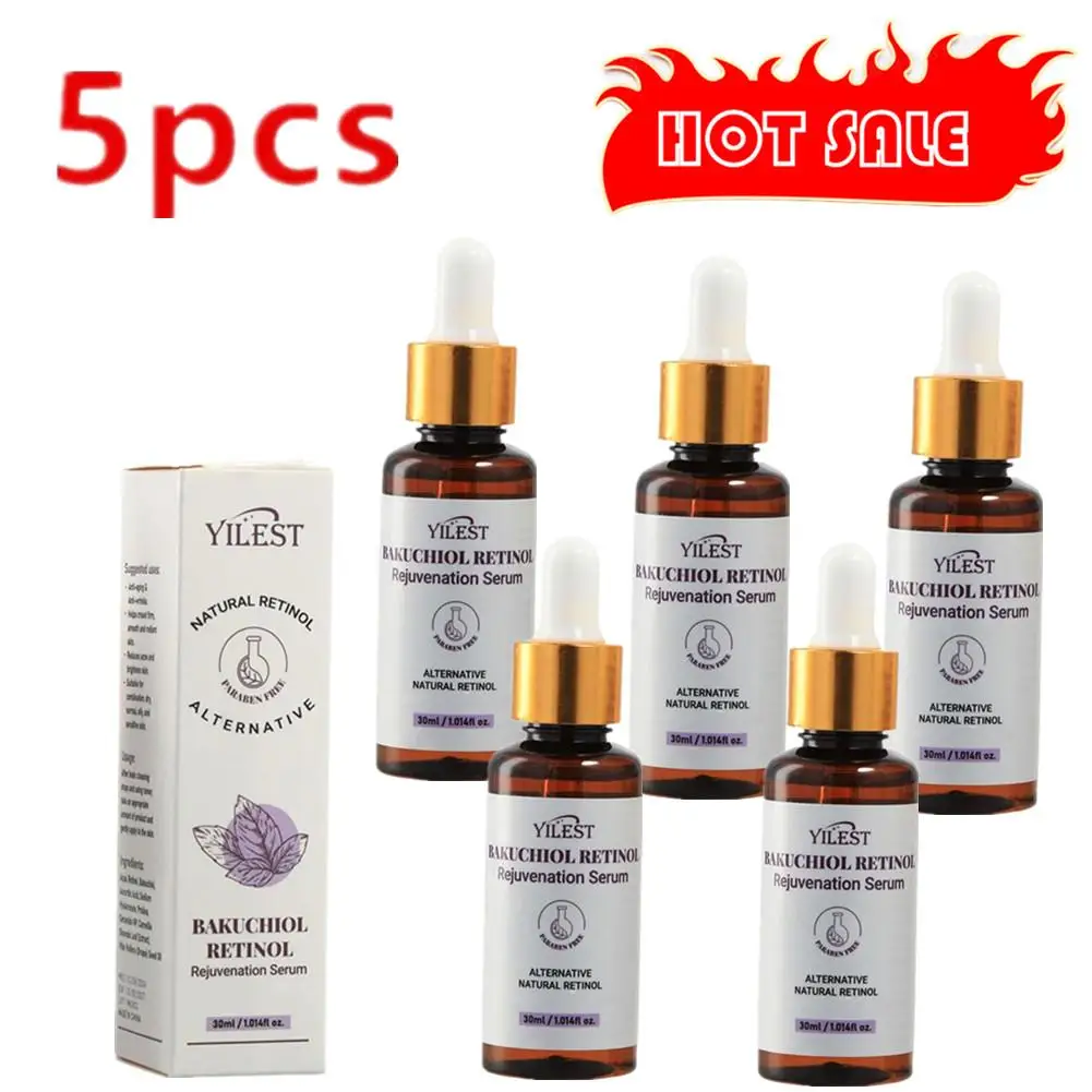 5 Stuks Retinol Serum Venatuur Bakuchiol Retinol Essence Anti-Rimpel Gloeiende Huid Vermindert Acne Gezicht Serum Voor Gezicht 30Ml