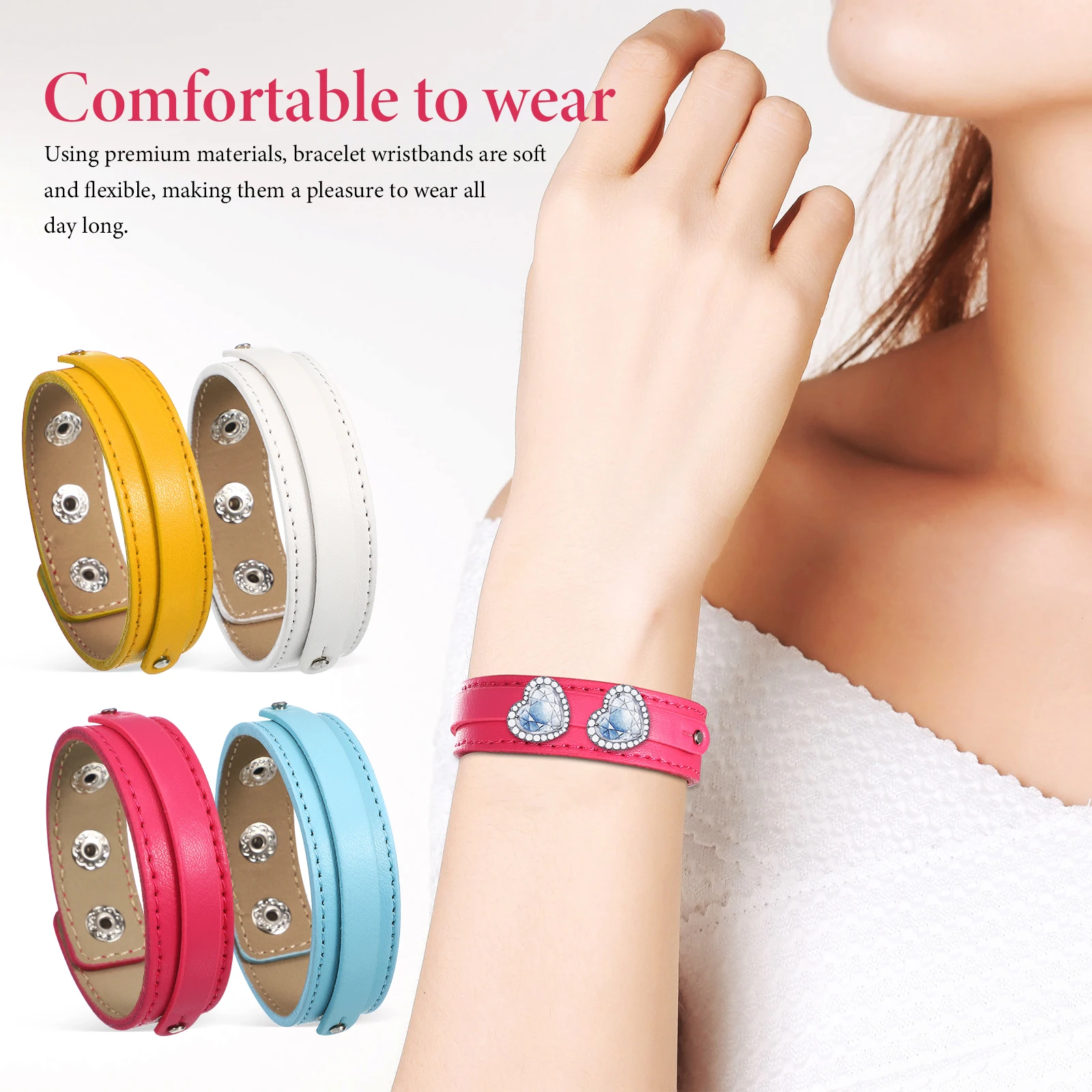 

10 Pcs Wristbands Adjustable Comfortable Snap Fastener DIY Bracelets Colored Straps Mens Personality Cuffs