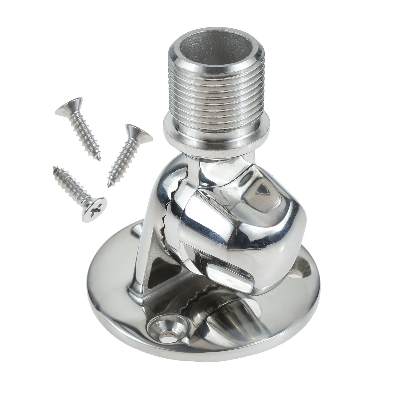 1PC Boat Antenna Base 316 Stainless Steel Boat Antenna Base Mount High Hardness with Thread Head 25mm/1 inch with Screws Silver