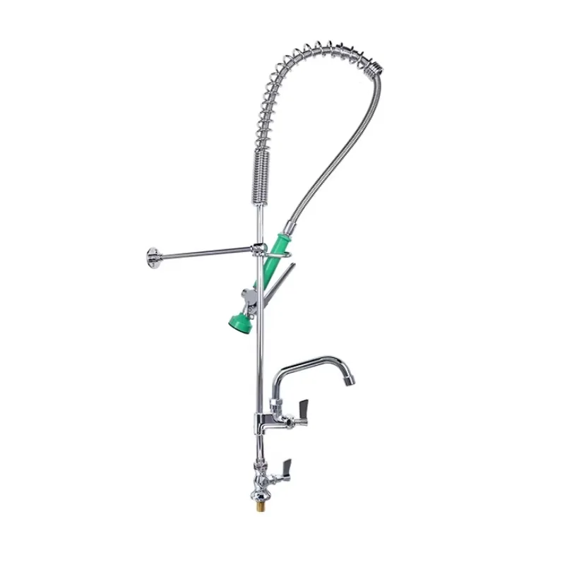 47-Inch High Brass Counter Mount Kitchen Sink Faucet, Pull-Down Pre-Flush Sprayer,for the Hotel and Restaurant Industry