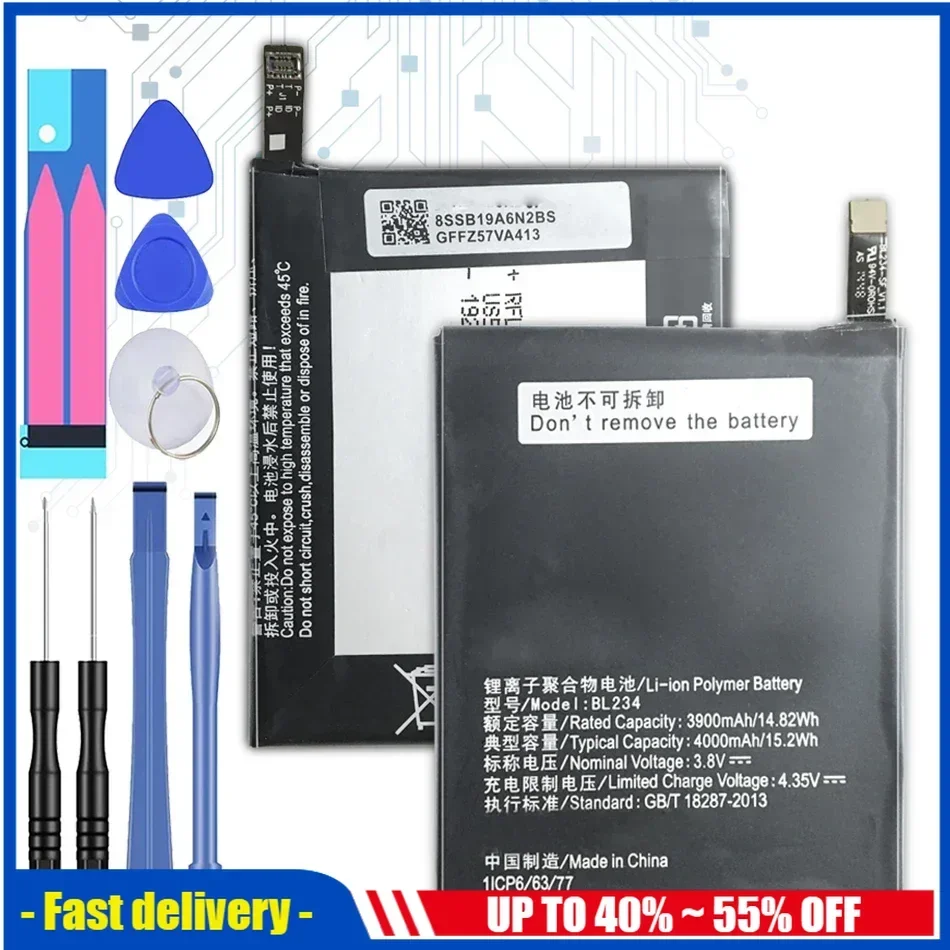 Bateria Mobile Phone Batteries BL234 4000mAh For Lenovo A5000 Vibe P1M P1MA40 P70 P70t P70-T P70A P70-A Smartphone Battery