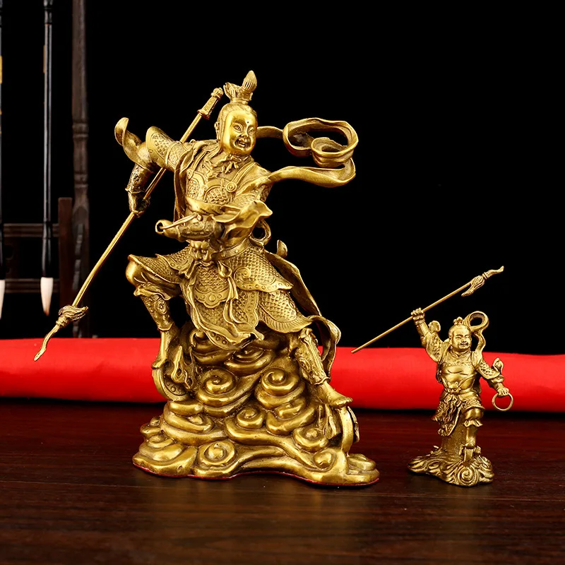 Pure Copper Nezha Decoration Large and Small Middle Altar Marshal Nezha Three Princes Home Entrance Crafts Decoration