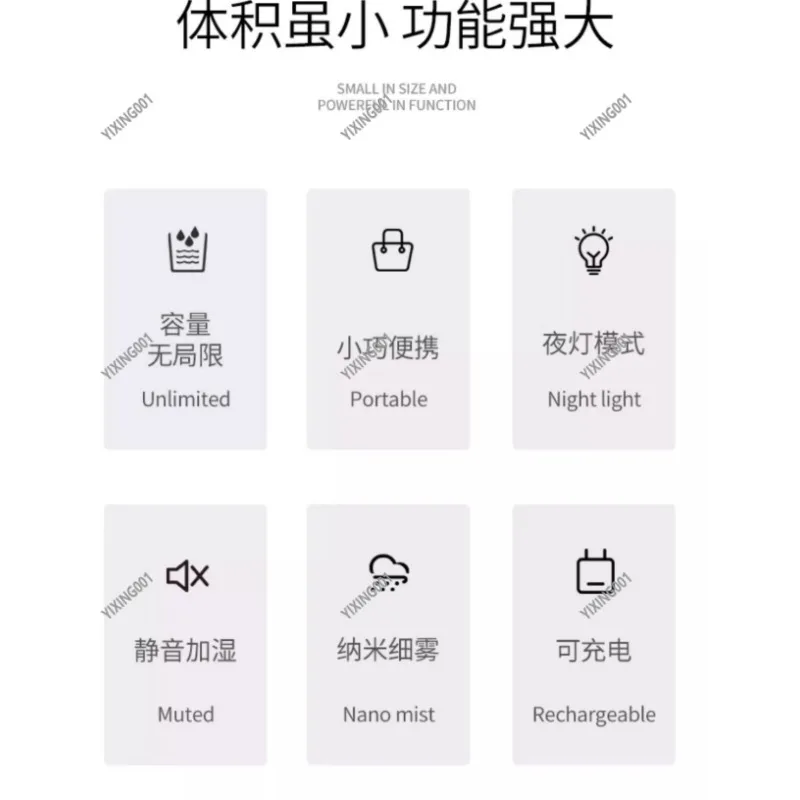 

Высококачественный портативный USB перезаряжаемый увлажнитель, тихий большой увлажнитель воздуха для домашнего и офисного использования