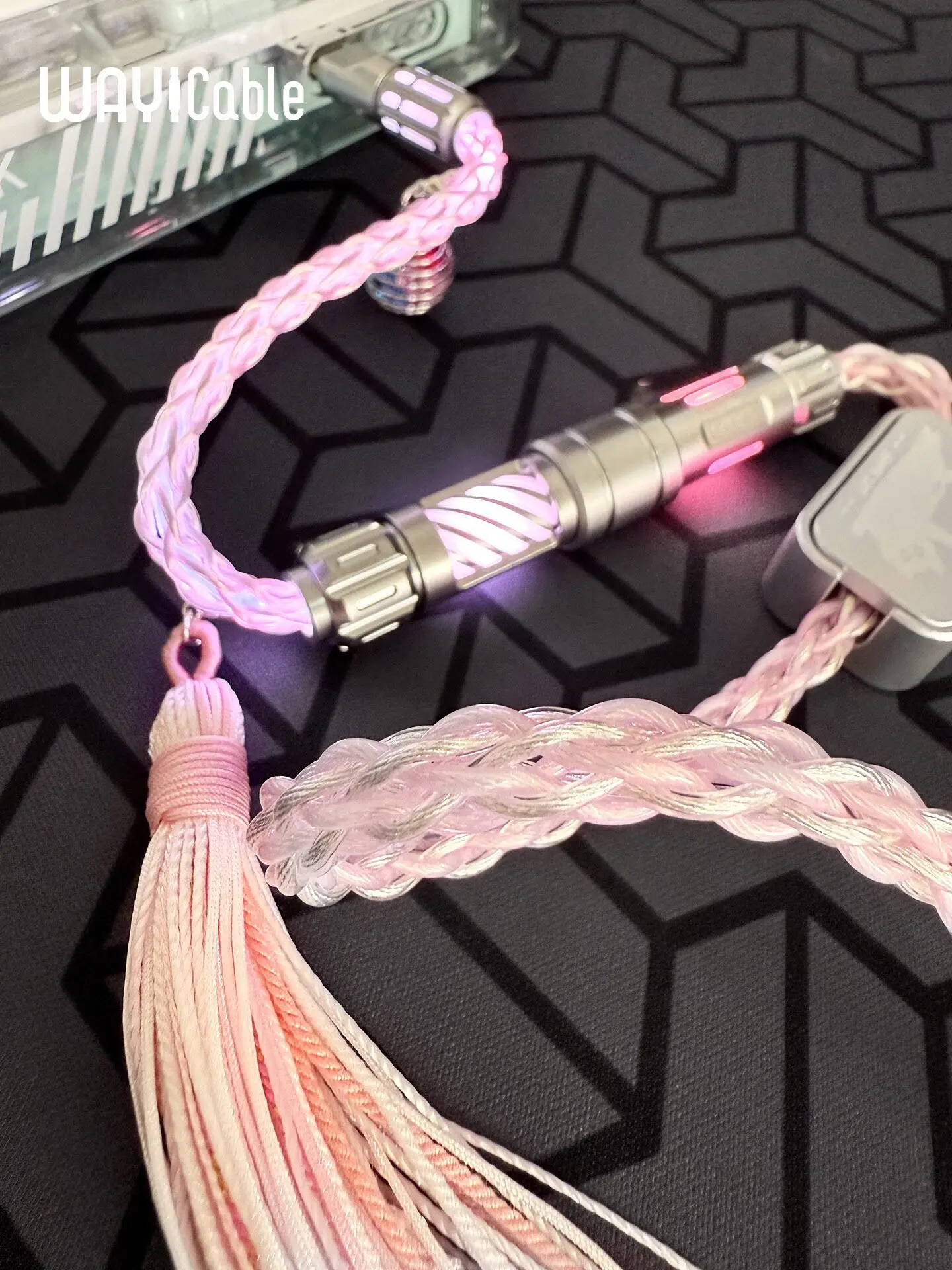 Keyboard Aviator Cable with Mechanic F3 Sakura Princess Induction Switch Light, 13 Lighting Modes, Custom Desk Accessory Gift