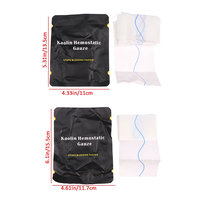 Kaolin Gauze Combat Hemostatic Outdoor Emergency Trauma Z-Fold Soluble For First Aid Kit Medical Wound Dressing