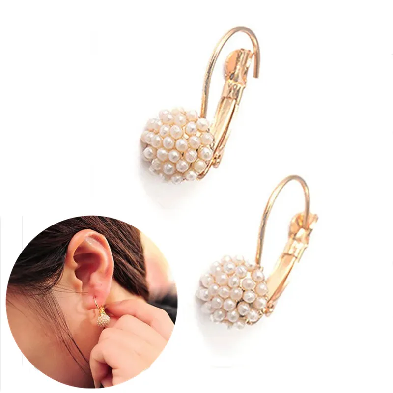 Fashion Pearl Sunflower Earrings Ear Hook Simple Jewelry