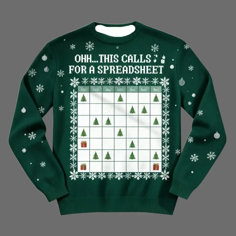 2026 Ohh هذه المكالمات لورقة الموزعة سترة عيد الميلاد القبيحة Excel عيد الميلاد هدية عيد الميلاد محلل البيانات عيد الميلاد البلوزات بلوزات #4