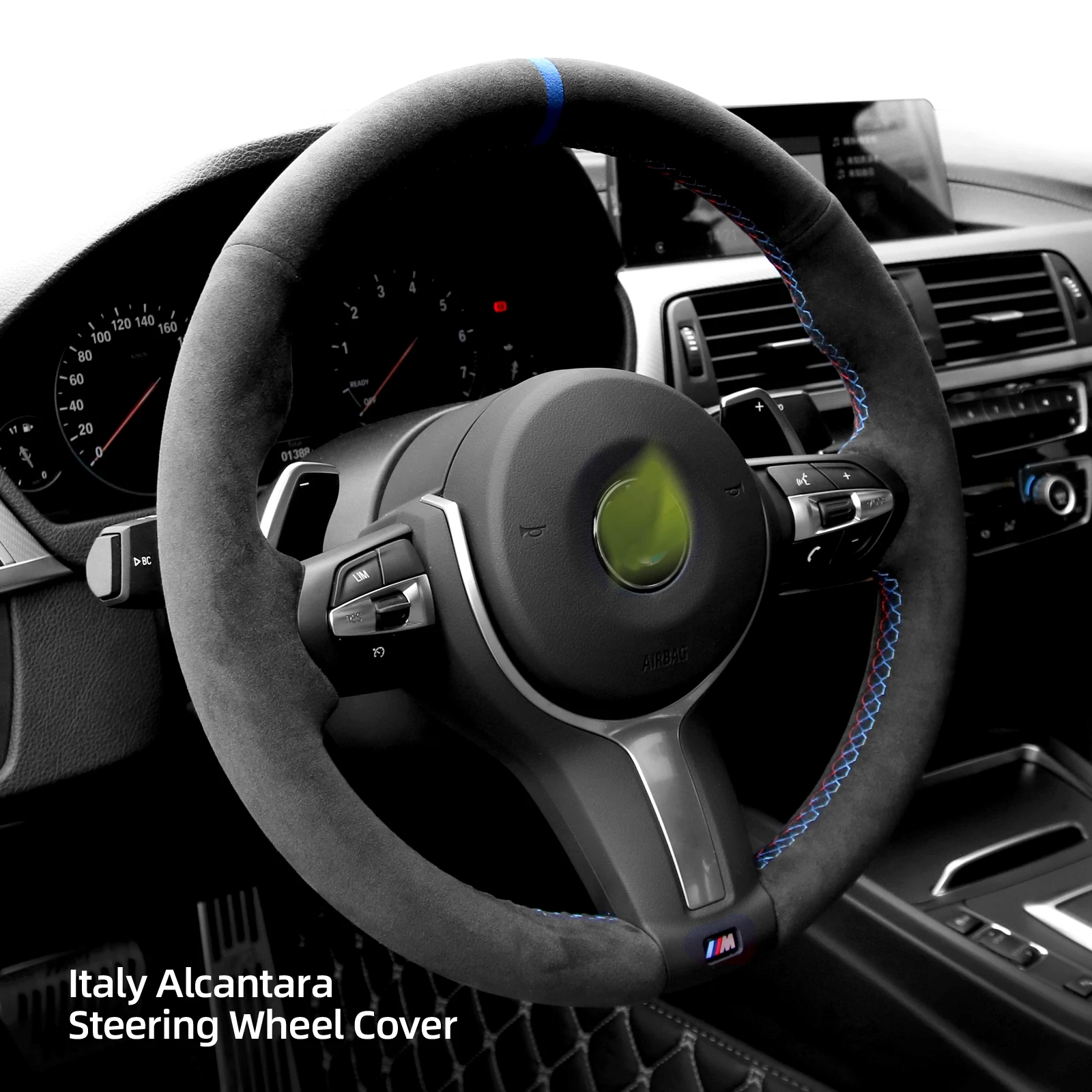 Alfanxi Hand Stitch Alcantara Steering Wheel Cover for BMW F30 F31 F34 F10 F11 F07 F12 F13 X3 X4 X5 X6 F16 F20 F21 M135I 140I X1