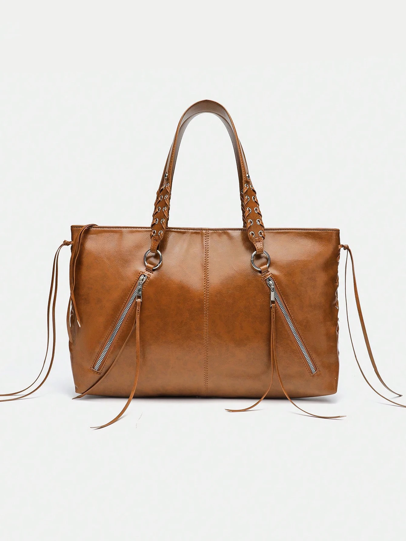 European & American Street Hot Girl Large Capacity Commuter Shoulder Bag, American Vintage Distressed Fringe Tote Bag