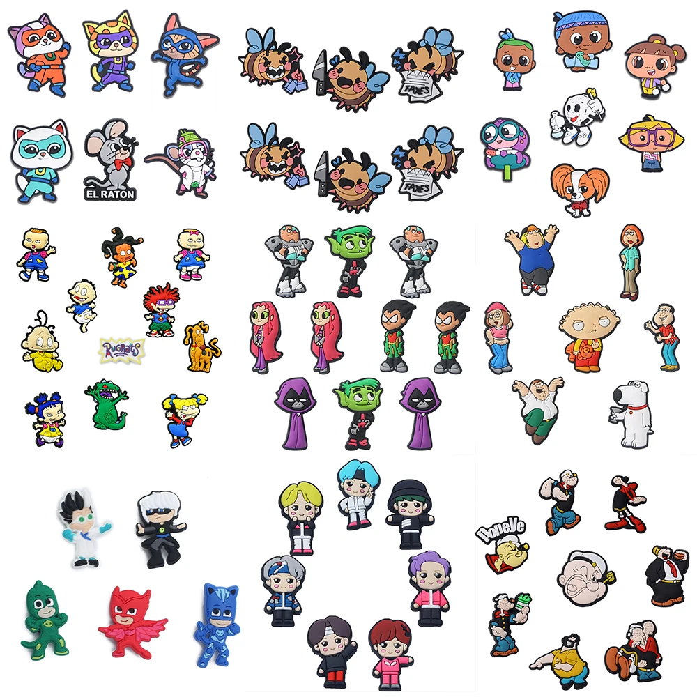 

5-16pcs/SET Miniso Cartoon Character Series for Cartoon Shoe Charms Accessories DIY Decoration for Classic Clog Kids Gifts