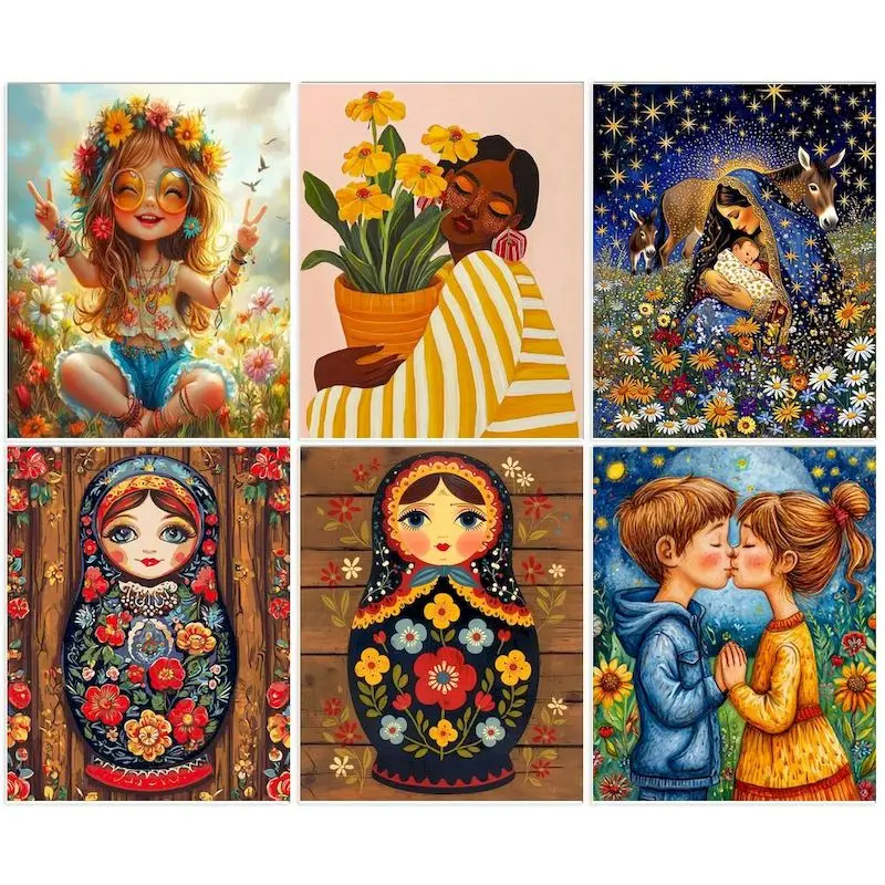 

GATYZTORY Acrylic Paint By Numbers Art Supplies Canvas Drawing Painting With Numbers Abstract Figure Coloring By Numbers Diy Cra