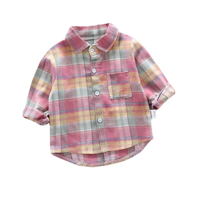 Boys Shirts Classic Casual Plaid child Shirts kids school Blouse red tops clothes Kids Children plaid 1-4Years Kids Boy Wear