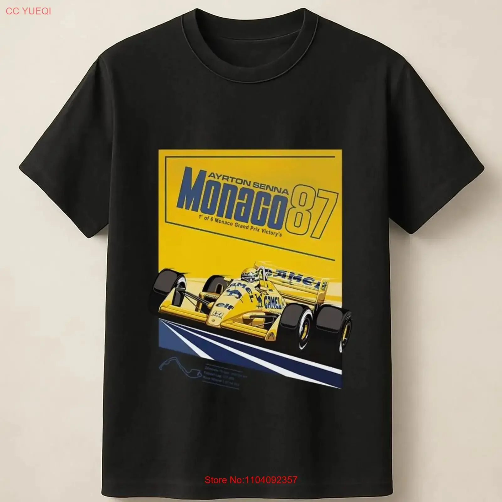 アイルトン・セナ・モナコ87勝を記念したレーシングtシャツ-ヴィンテージウォッシュ加工-ソフトなユニセックスファッション-ストリートウェア-わずかにストレッチしたオム風デザイン