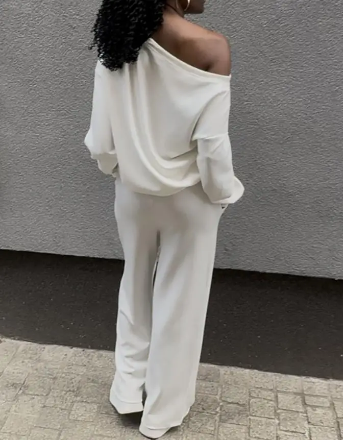 

Осенне-зимний модный комплект из 2 предметов, пуловер с длинными рукавами и буквенным принтом, толстовка и повседневный комплект широких брюк на шнурке