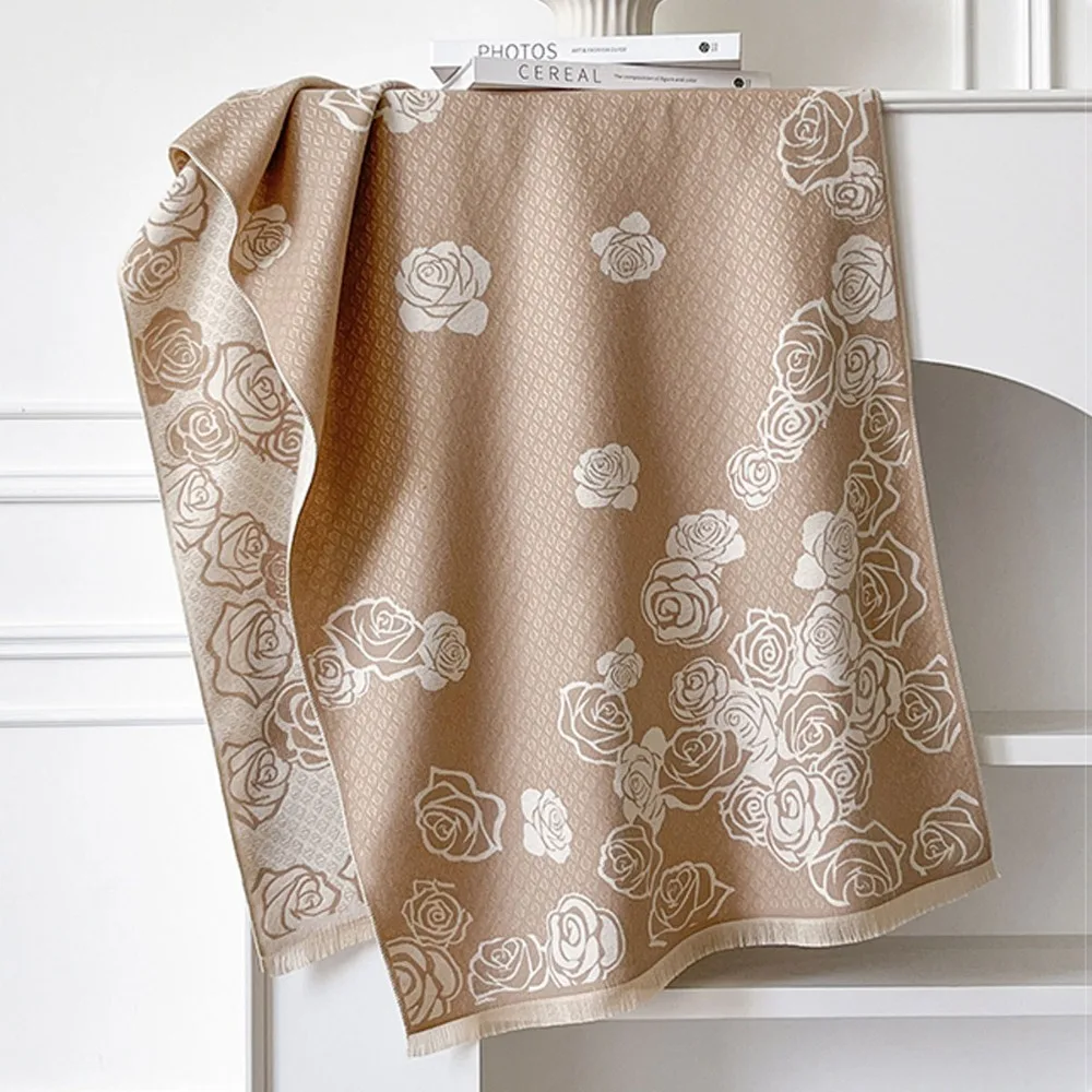 

Элегантный роскошный шарф из искусственного кашемира, теплое толстое одеяло, шарф, ветрозащитная мягкая шаль с бахромой для женщин