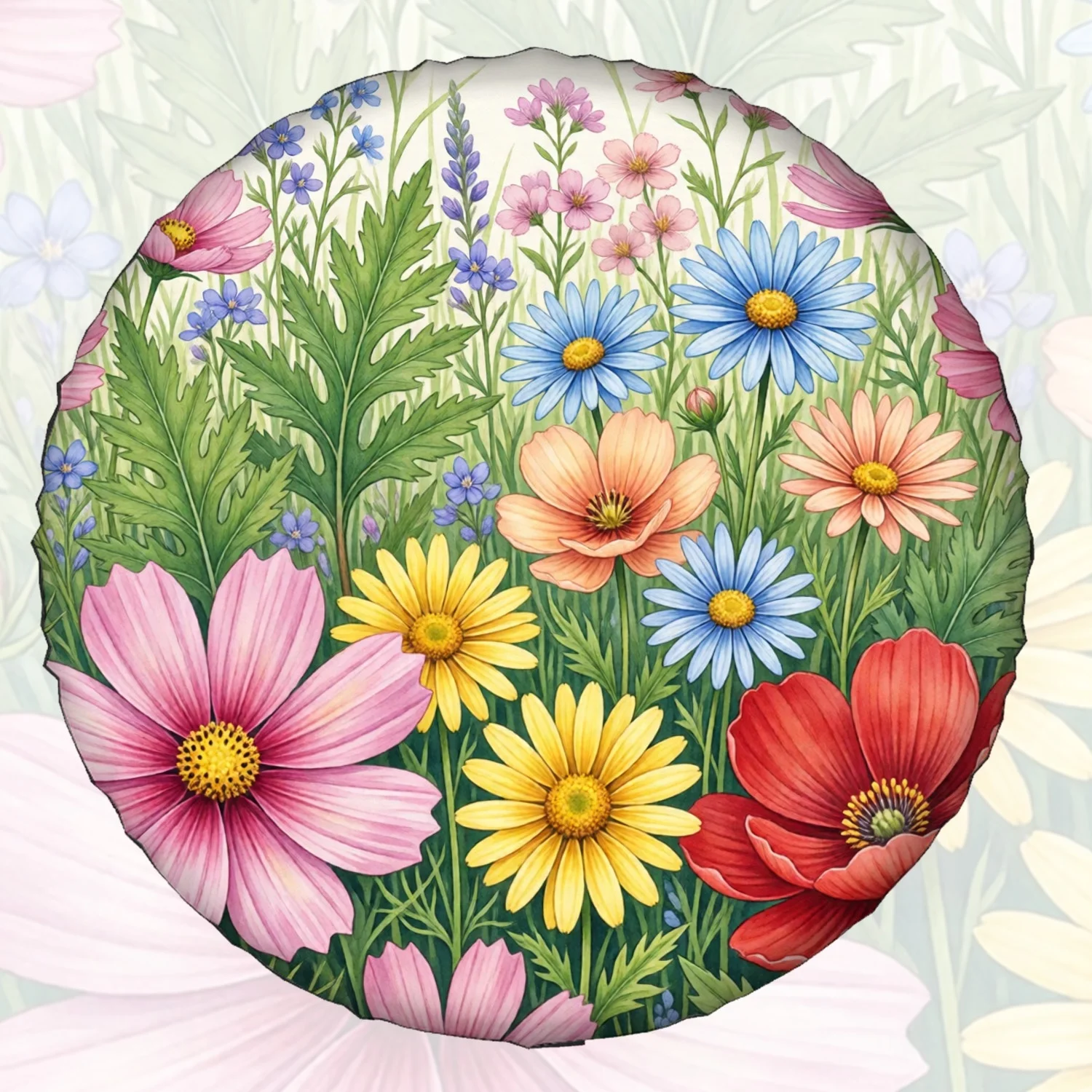 1pc Spare Tire Cover Watercolor Floral Meadow Pattern (7) Weatherproof Dustproof Wheel Protectors Universal Wheel Covers Fit For