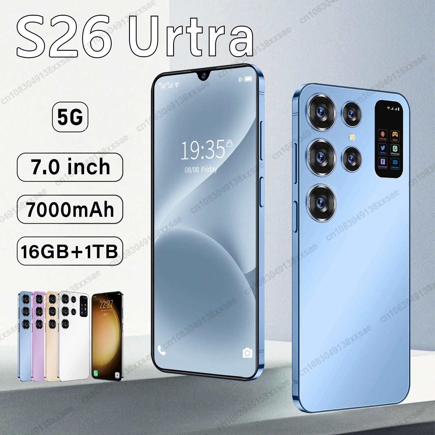 Global version S26 Ultra smartphone Snapdragon8 gen2 16G+1TB 7000mAh 48+72MP dual SIM dual standby 5G phone Android13 phone