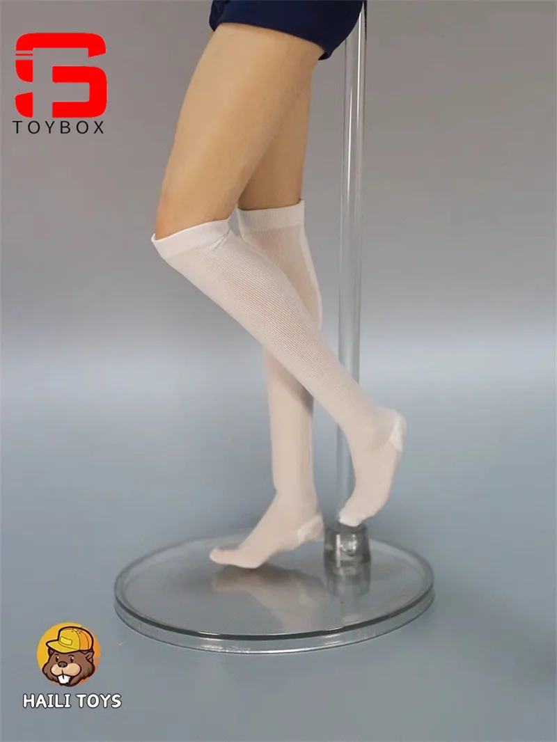 HAILI TOYS 1/6 Kobiece czarne białe krótkie skarpetki na kolanach Akcesoria odzieżowe Model pasuje do 12-calowej figurki żołnierza