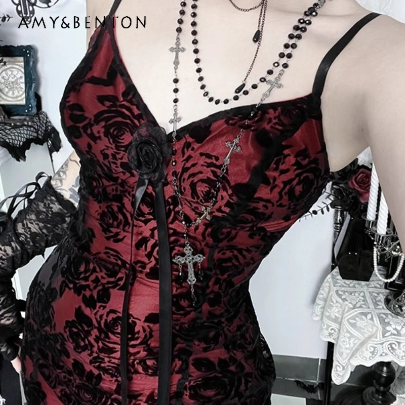 

Original Design Halloween Dark Gothic Style Women's Clothing Autumn New Sweet Cool Sexy Hot Girl Bodycon Sling Dresses Ladies