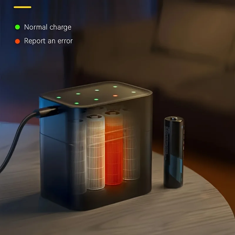 Bateria de lítio recarregável 1.5V 3600mWhAA 8 conjuntos, com caixa de carregamento rápido, bateria de lítio AA de alta capacidade saída constante iluminada