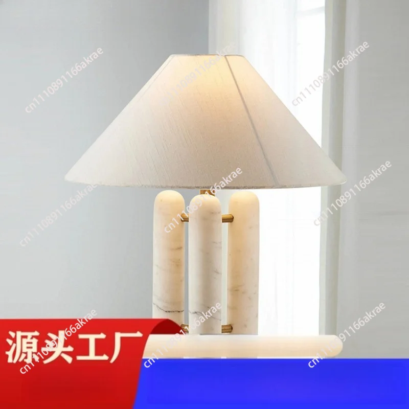 for Fabric marble LED study bedside table lamp designer medieval simple creative personality
