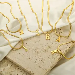 Stainless steel Letter Choker for Women Snake Chain Initial Clavicle Necklace Waterproof Wholesale dropshipping