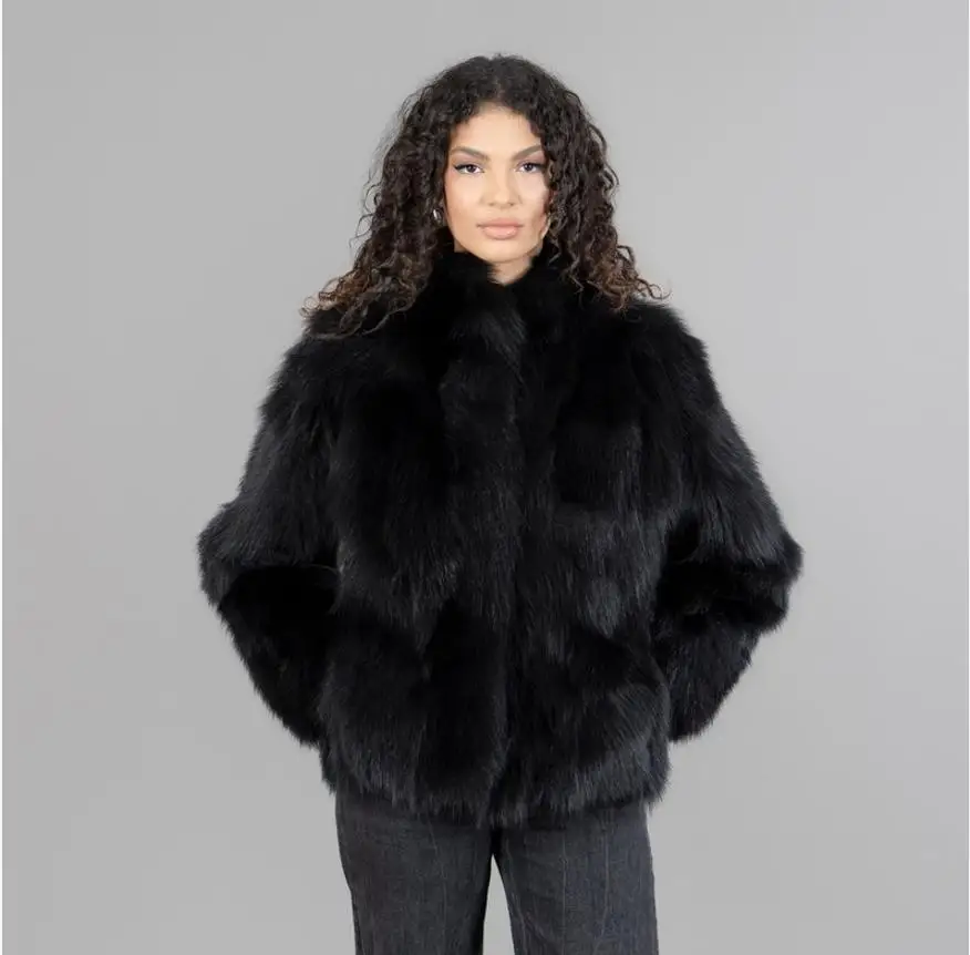 Women's new fox fur jacket, natural fox fur leather jacket, warm and fashionable in winter