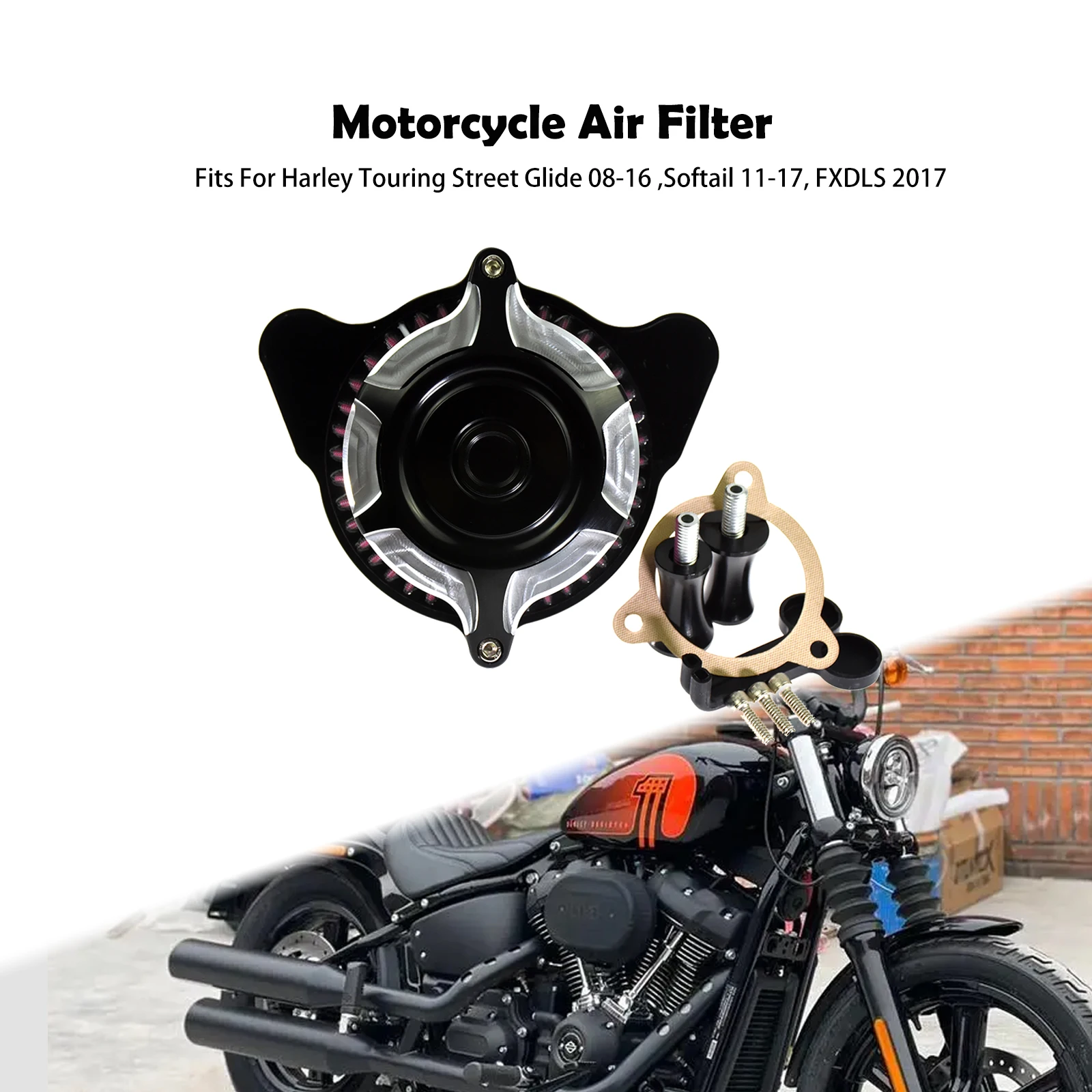 

Motorcycle Air Intake Filter Black Chorme Air Cleaner For Harley Touring Electra Street Glide 08-16 Dyna Softail Breakout 16-17