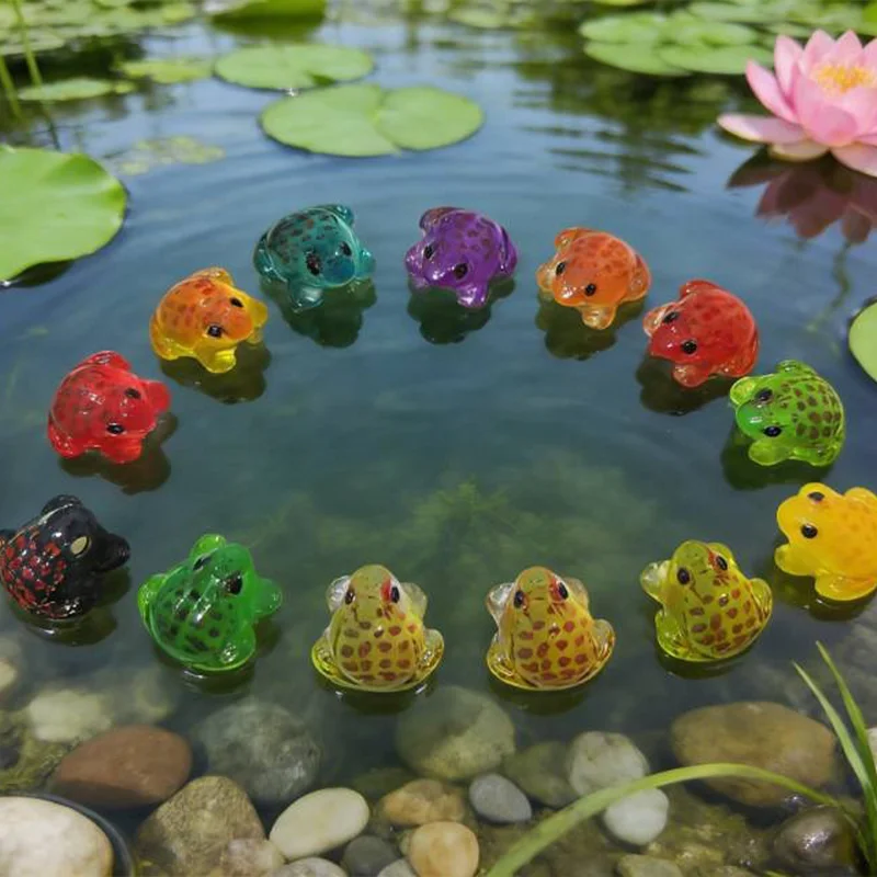 Leuchtende Froschstatuen, bunte Auto- und Gartendekorationen aus Kunstharz, perfekt für Mooslandschaften und Autozubehör, Partygeschenke – Detail 1