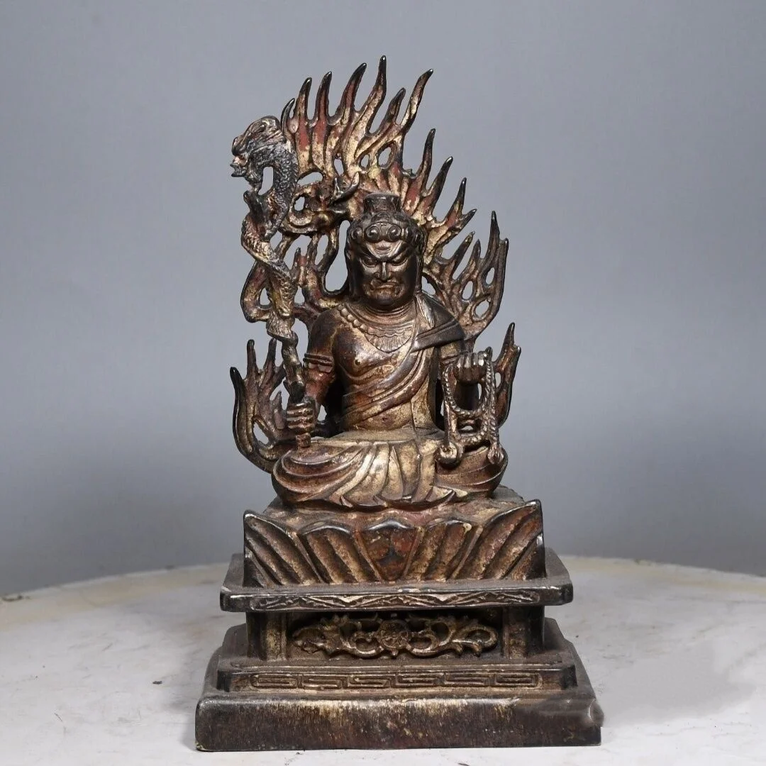 8inch Antique Acala Acalanatha Arycalanatha Buddha Statue Blessed Bronze/gilt