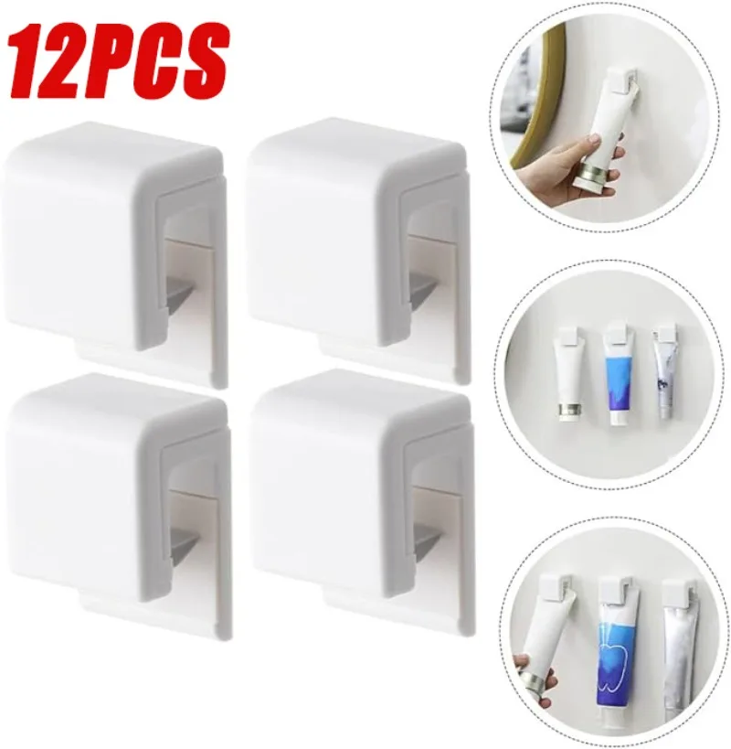 12 Pieces Toothpaste Holder No Punch Facial Wash Holder Bathroom Wall Mounted Multifunctional Toothpaste Holder