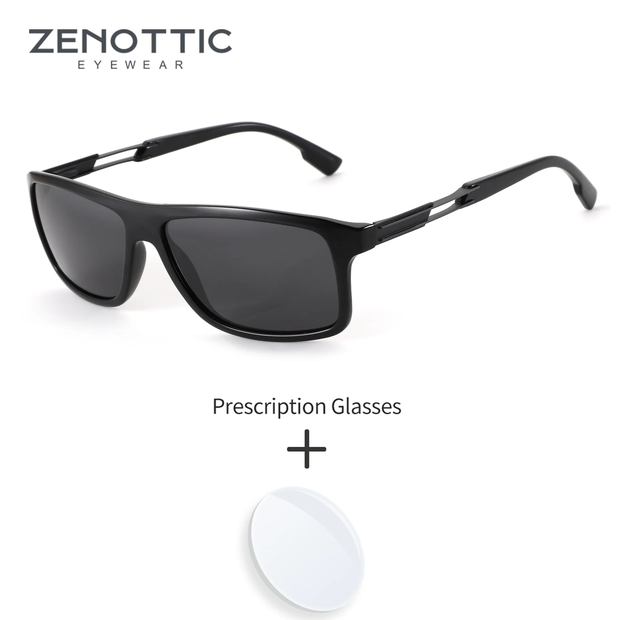 

ZENOTTIC XL Size TR90 UV400 Polarized Sunglasses Prescription For Men Modish Square Myopia/Progressive Optical Sun Glasses