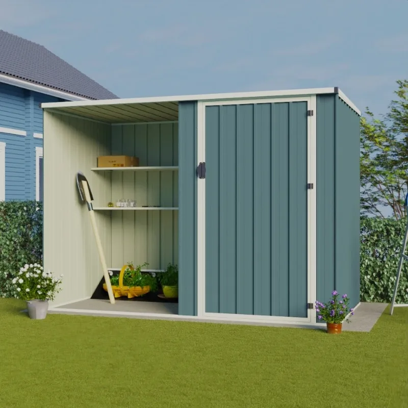 

8 х 4 фута металлический сарай для хранения садовый сарай для хранения с однодверным инструментом задний двор сад стальной металлический сарай для хранения