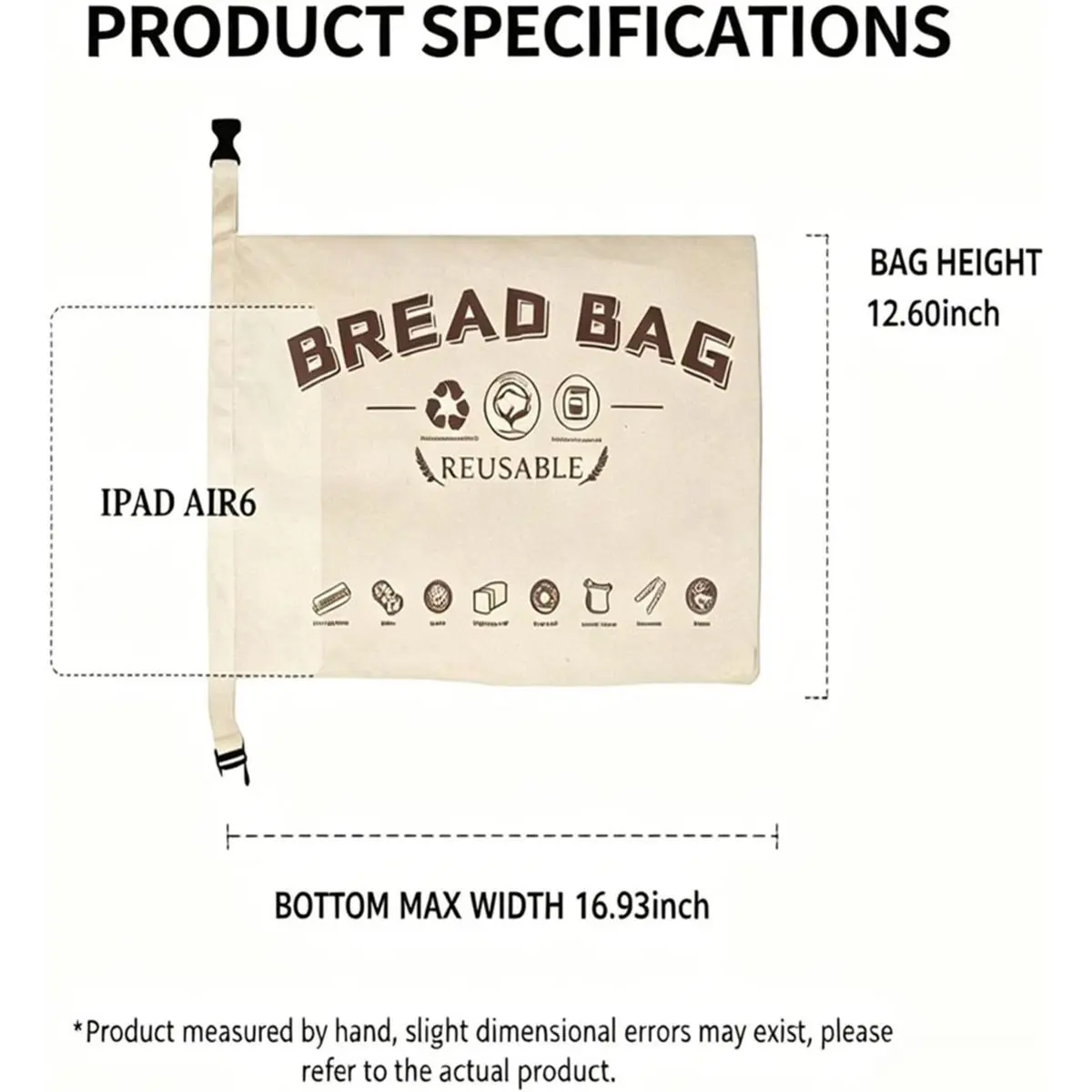 A89X 2 Pack Beeswax Bread Bags - Good Cotton Food Storage Wrap for Sourdough & Homemade Bread, Reusable Bags