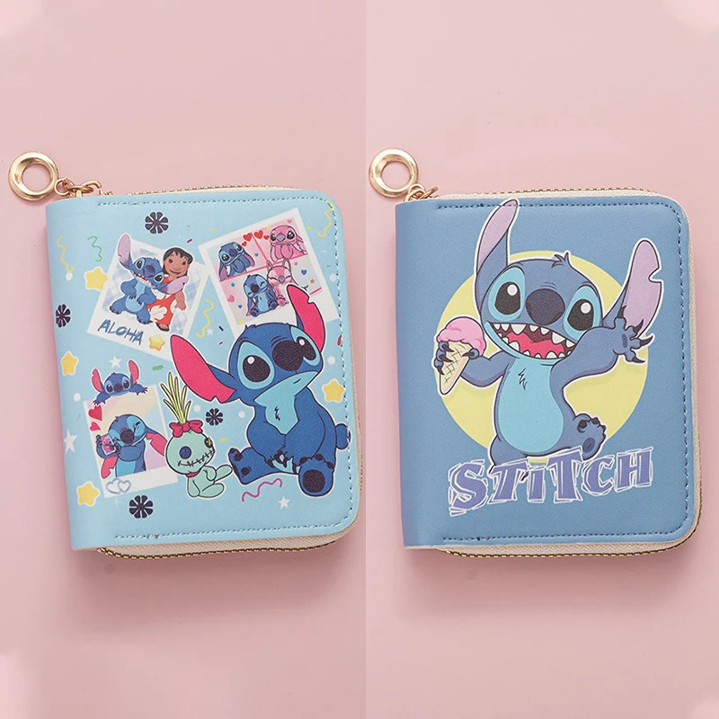 

Kawaii Stitch Wallet Lilo and Stitch Coin Purse Anime Figures Card Holder Pouch Tote Bag Handbag Card Case Girl Birthday Gift