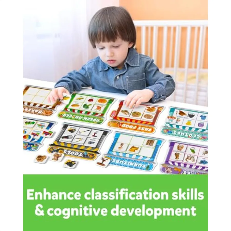 ألعاب الفرز المغناطيسي مونتوري مغناطيس الثلاجة مطابقة لعبة الغذاء الحيوانات الأليفة البقالة الأثاث التعرف على الفئة التعلم التعليمي