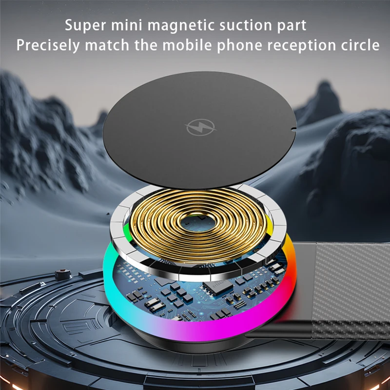 PRAISER حامل هاتف السيارة شاحن لاسلكي مغناطيسي 30 واط شحن سريع آيفون 16 15 14 13 برو ماكس سامسونج ممن لهم شاومي #6