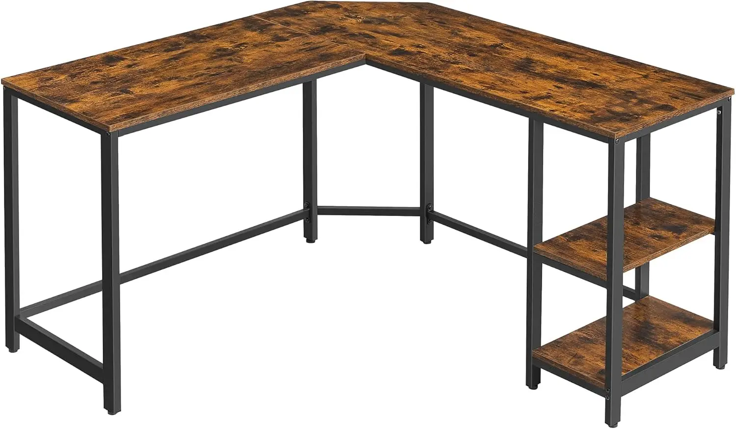 

L-Shaped Computer Desk, Corner Desk, 54-Inch Writing Study Workstation, Rustic Brown and Black