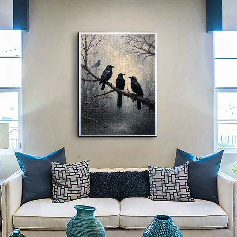 1000 قطعة من أحجية الصور المقطوعة لتجميع الغراب - ألغاز ورقية متقدمة ومقاومة للماء والخدش للبالغين، والمتعة العائلية، وحمالة الصدر