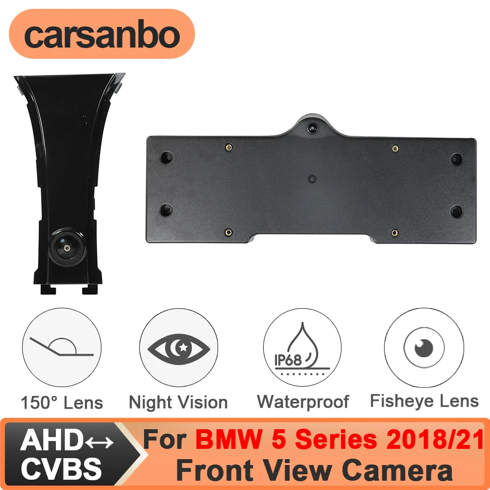 Carsanbo For BMW 5 Series 2018 2021 Front View Parking Camera CVBS 480 AHD 720P 1080P 150° Fisheye Lens Waterproof Night Vision