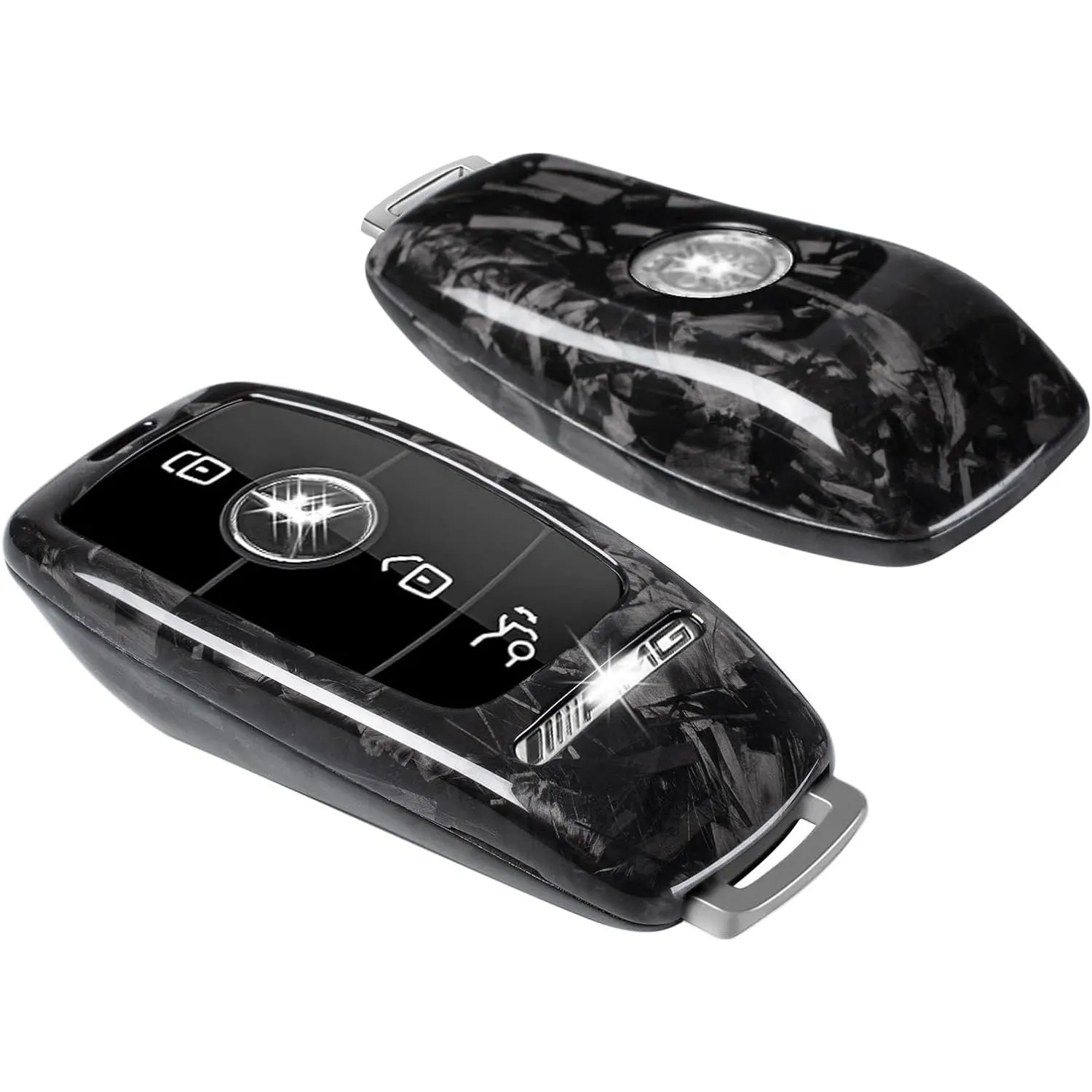 De fibra de carbono Shell chave caso protetor, tampa do fob chave para Mercedes Benz AMG CLS-classe E-classe E63S GLE35