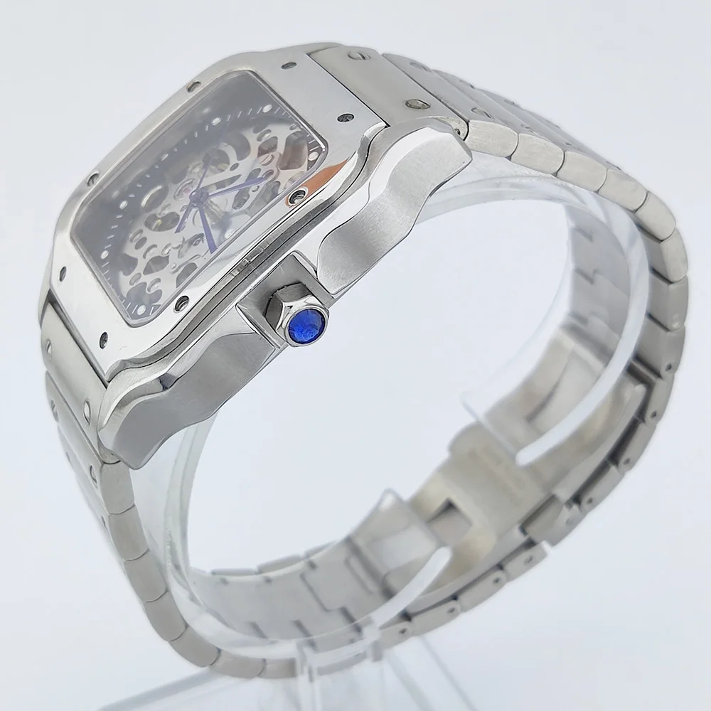 38 ミリメートルファッションメンズ腕時計中空ダイヤルステンレス鋼自動時計 NH70 ムーブメント防水ミネラルガラススクエア NH70 腕時計