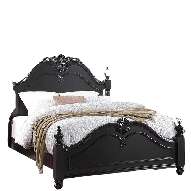 

North American simple solid wood Nordic oak bed soft bag American retro light luxury double bed