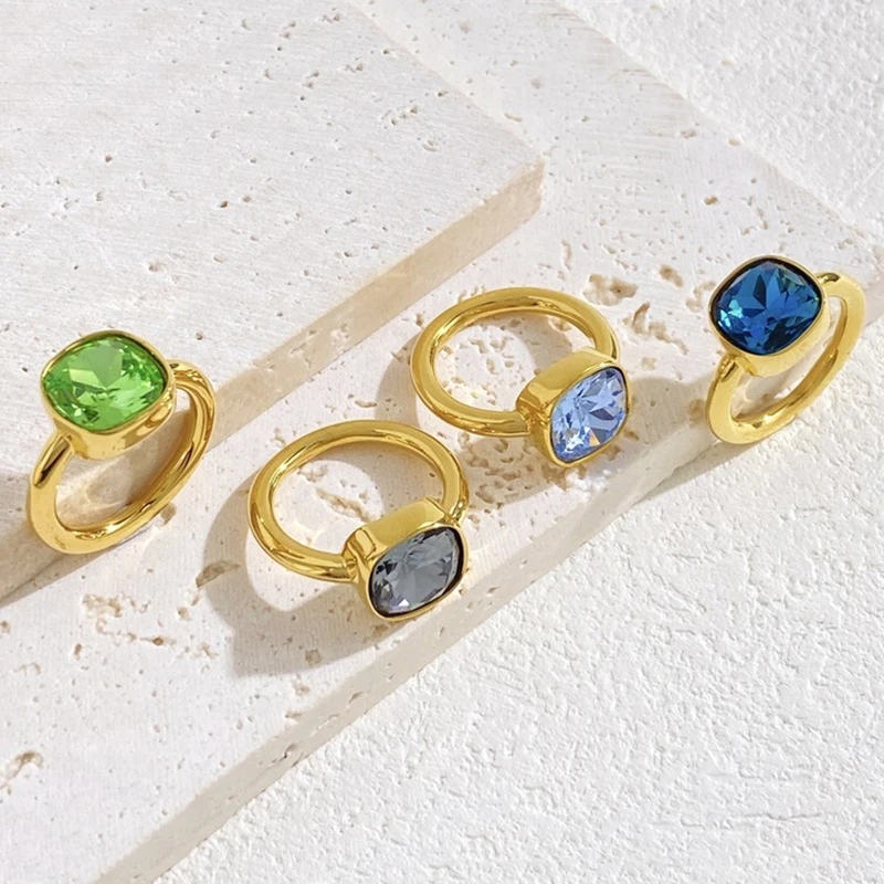 New Arrived 10 Kinds of Crystal Gemstone Throne Rings Gold Color Stacking Knuckle Ring For Women Wedding Jewelry Gift Wholesale