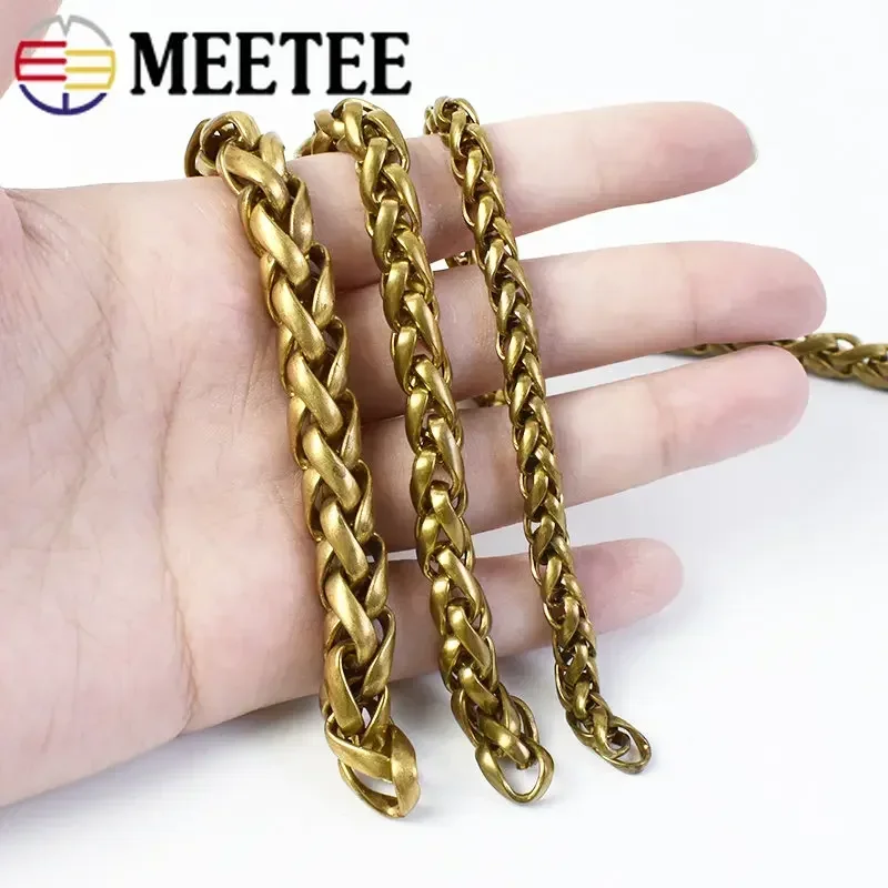 50/100cm Metal Copper Chains 4/6/8/10mm Solid Brass Keychain Hook Buckle Bags Strap Belt Pendant Chain Material DIY LeaherCrafts