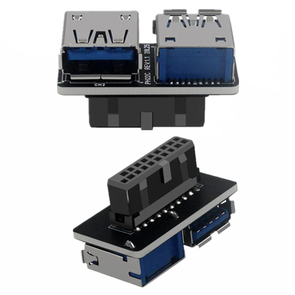 USB 3.0 마더보드 어댑터, 강력한 간섭 방지 USB 3.0, 19 20 핀 암-듀얼 USB 3.0 A 암 컨버터