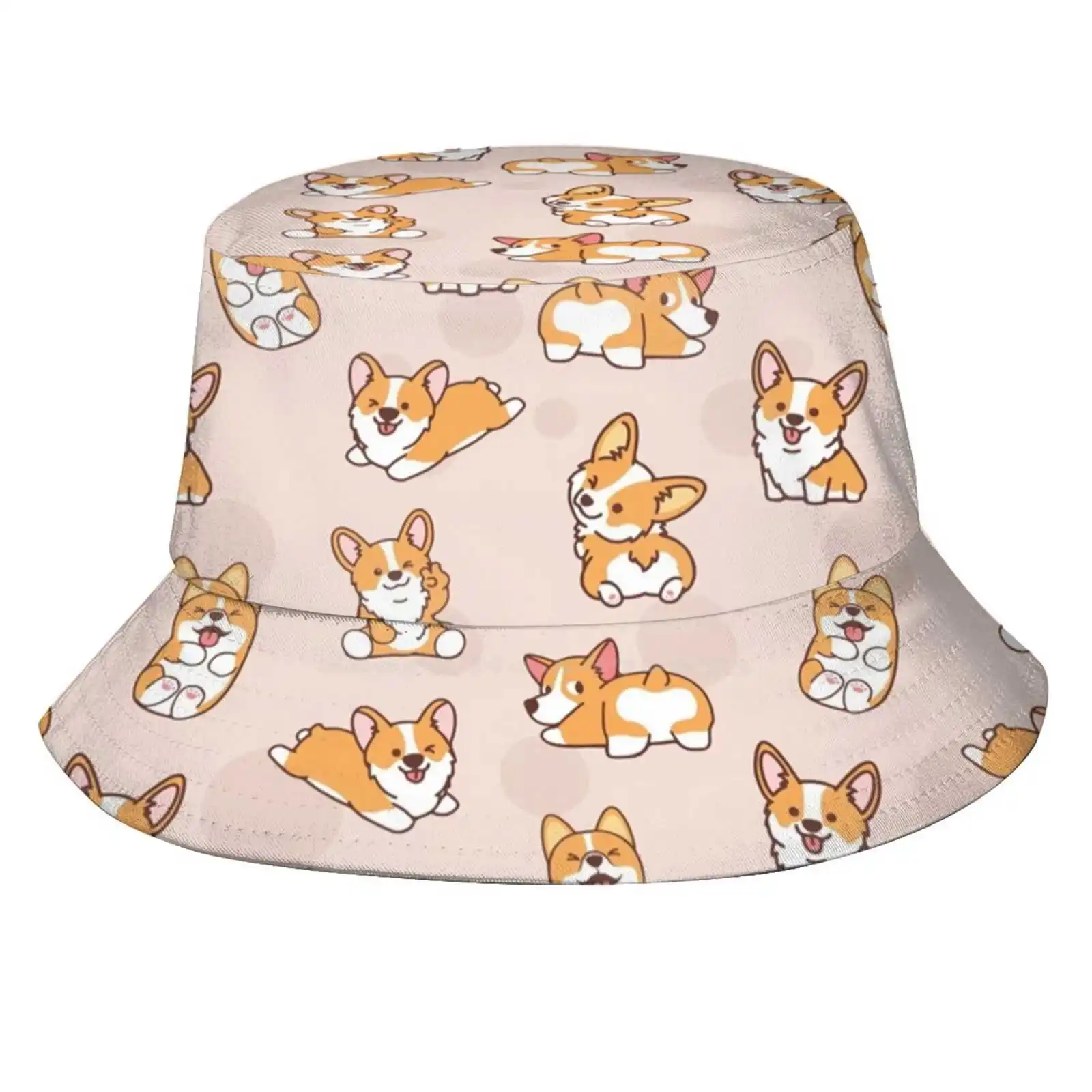 Corgi Puppy Fun Sun Cap Fisherman Hat Bucket Hats Pet Dogs Puppy Puppies Corgis Pembroke Welsh Corgi Corgi Dog Corgi Butt Happy